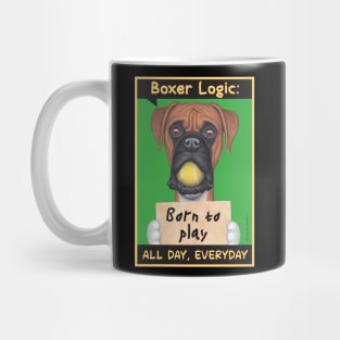 Boxer dog with ball in mouth Mug